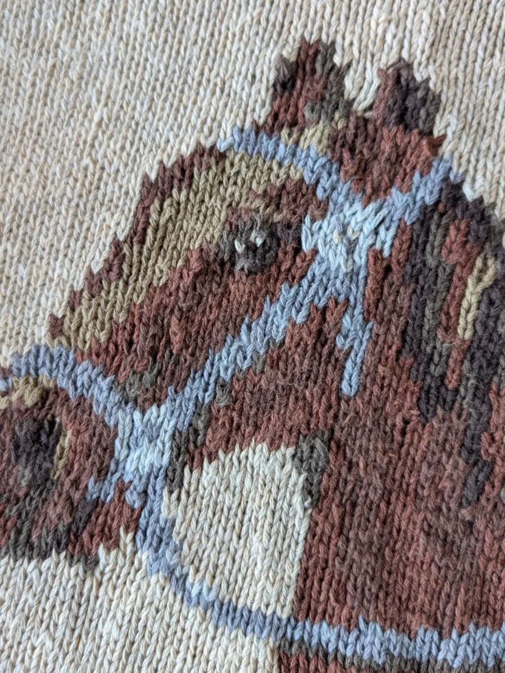 Ralph Lauren Horse Equestrian Intarsia Knit Tan Linen Turtleneck Sweater medium - Picture 6 of 10